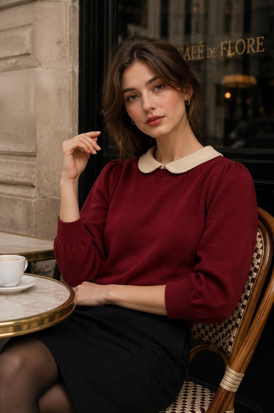 J.Crew Red Alpaca Wool Peter Pan Collar Sweater Size M NWOT Parisian Old Money